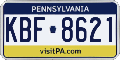 PA license plate KBF8621