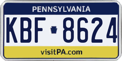 PA license plate KBF8624
