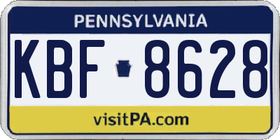 PA license plate KBF8628