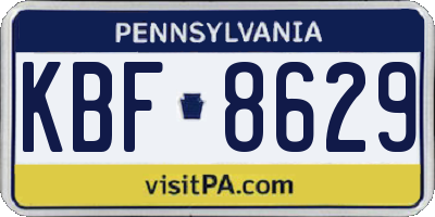 PA license plate KBF8629