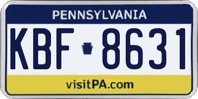 PA license plate KBF8631