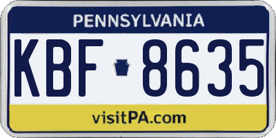 PA license plate KBF8635