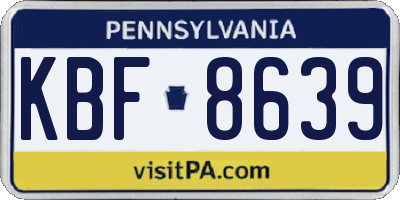 PA license plate KBF8639