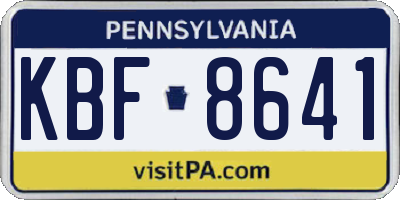 PA license plate KBF8641