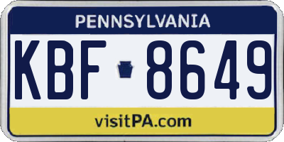 PA license plate KBF8649