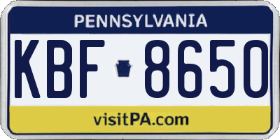 PA license plate KBF8650