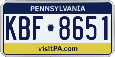PA license plate KBF8651
