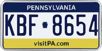 PA license plate KBF8654