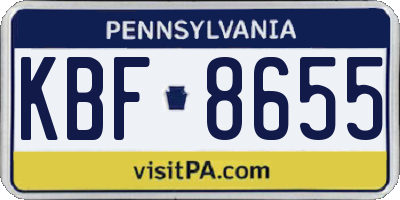 PA license plate KBF8655