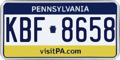 PA license plate KBF8658