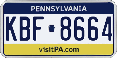 PA license plate KBF8664