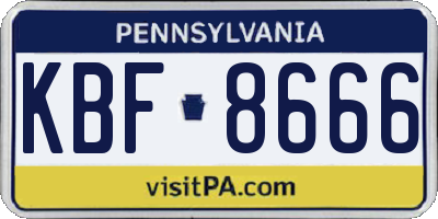 PA license plate KBF8666