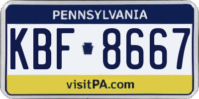 PA license plate KBF8667