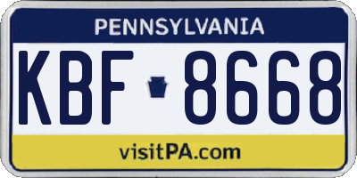 PA license plate KBF8668