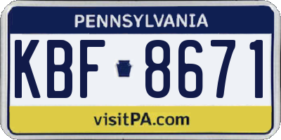 PA license plate KBF8671