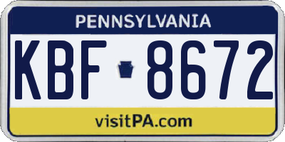 PA license plate KBF8672