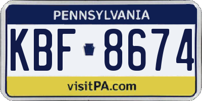 PA license plate KBF8674