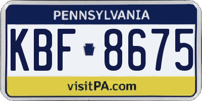PA license plate KBF8675