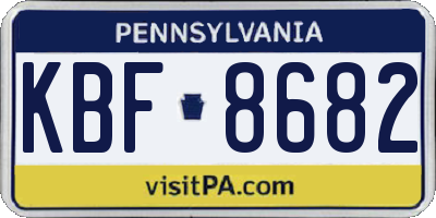 PA license plate KBF8682