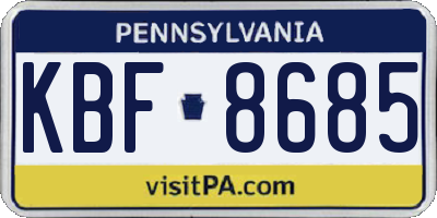 PA license plate KBF8685