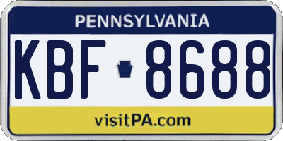 PA license plate KBF8688