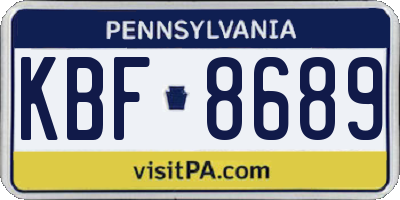 PA license plate KBF8689