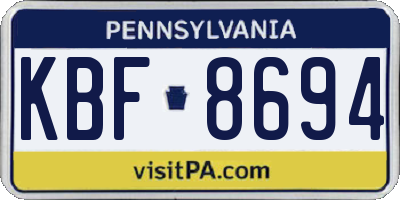 PA license plate KBF8694