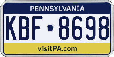PA license plate KBF8698