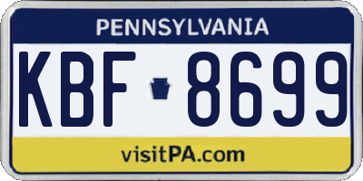 PA license plate KBF8699
