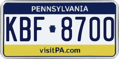 PA license plate KBF8700