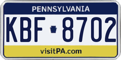 PA license plate KBF8702