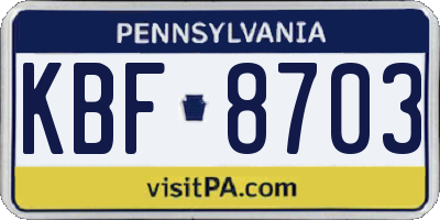 PA license plate KBF8703