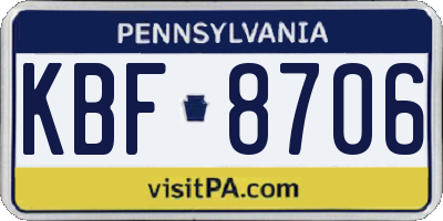 PA license plate KBF8706
