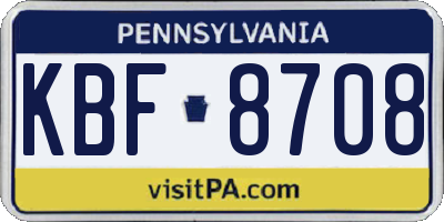 PA license plate KBF8708