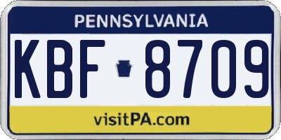 PA license plate KBF8709