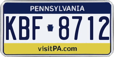PA license plate KBF8712