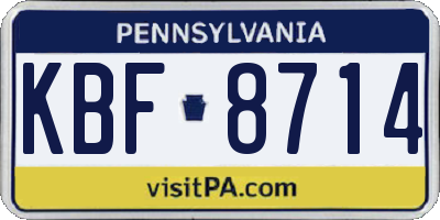 PA license plate KBF8714