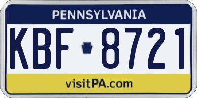 PA license plate KBF8721