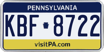 PA license plate KBF8722