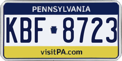 PA license plate KBF8723