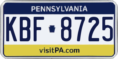 PA license plate KBF8725