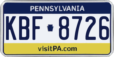 PA license plate KBF8726