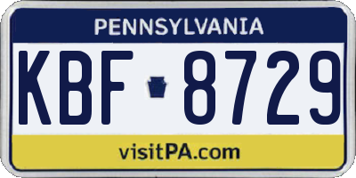 PA license plate KBF8729
