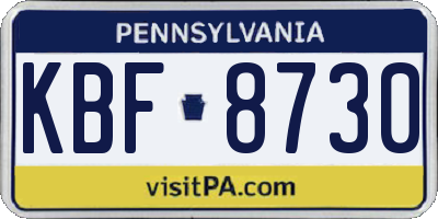 PA license plate KBF8730