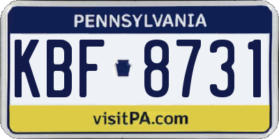 PA license plate KBF8731
