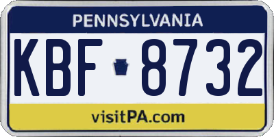 PA license plate KBF8732