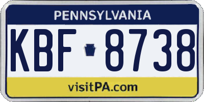 PA license plate KBF8738