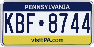 PA license plate KBF8744