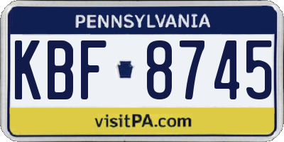 PA license plate KBF8745