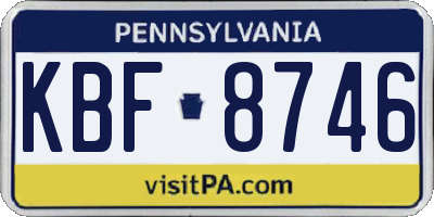 PA license plate KBF8746